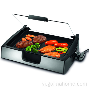 Nướng nướng không khói với nắp thủy tinh BBQ Grills Toaster Electric Griddle Grill